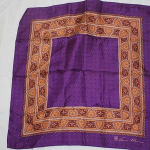 Anne Klein purple and gold silk scarf, 21x21